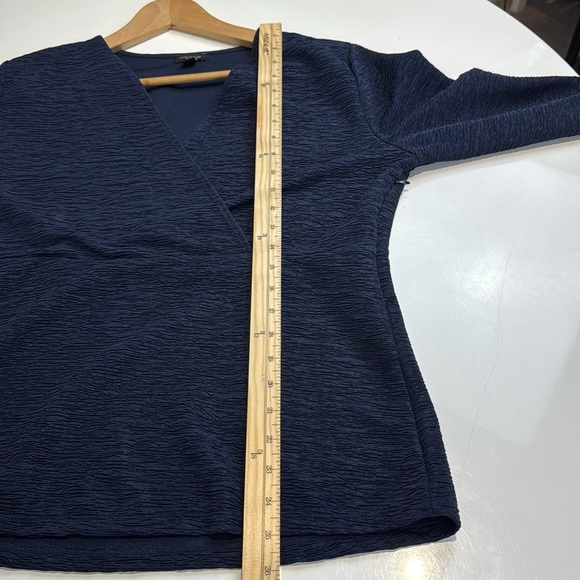 Ann Taylor Deep Blue Faux Wrap Blouse Size Large - Picture 6 of 7